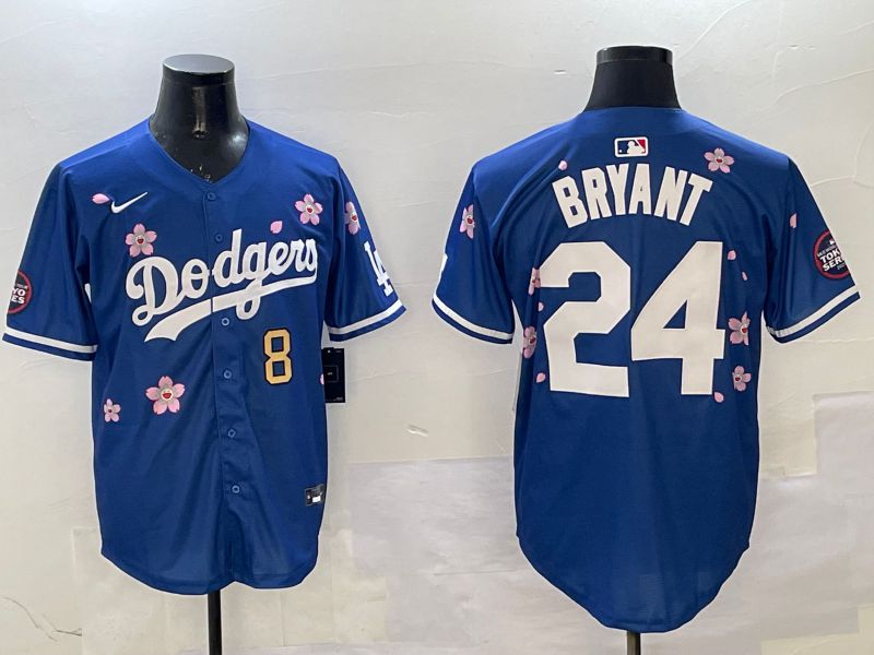 Men Los Angeles Dodgers #24 Bryant Blue Sakura Edition 2025 Nike MLB Jersey style 10->los angeles dodgers->MLB Jersey
